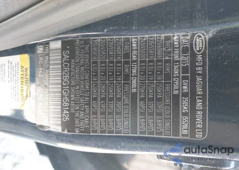 2016 Land Rover Discovery Sport Hse from USA, damaged, VIN SALCR2BG1GH581425